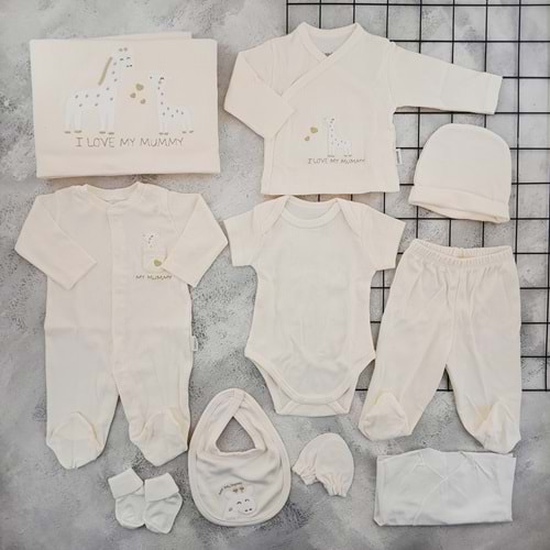 BEBİTOF 10129 YAVRULU ZÜRAFA 10 LU ZIBIN SET - KREM