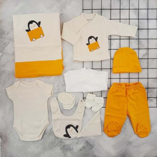 BEBİTOF 10094 ARABALI PENGUEN 10 LU ZIBIN SET - TURUNCU
