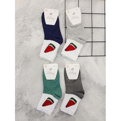 LİLYY 608 KARPUZ 4 LÜ MEVSİMLİK ÇORAP SET