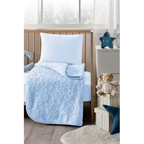 ÖZDİLEK KABARTMALI BEBEK BATTANİYE 100*120 - MAVİ