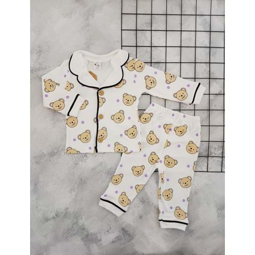 MİNİLOVE 8242 PUANLI AYI BASKILI PİJAMA TAKIM