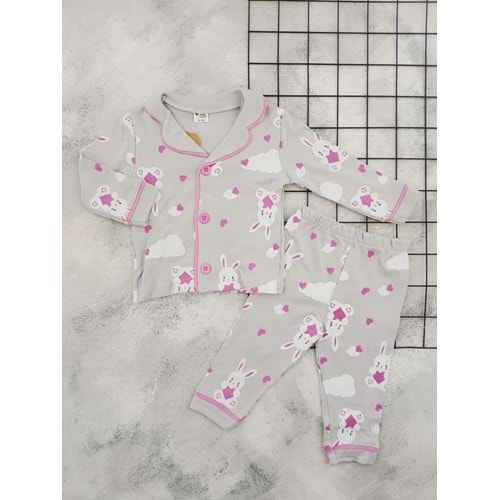 MİNİLOVE 8225 TAVŞAN BASKILI PİJAMA TAKIM
