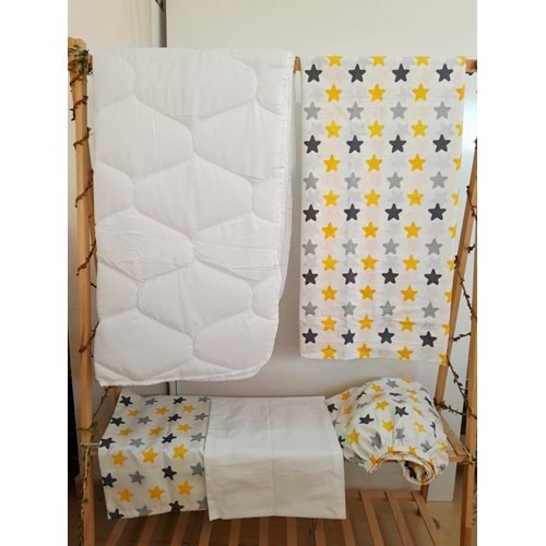 ALİŞ 5 PARÇA YORGANLI YILDIZ NEVRESİM TAKIM - SARI