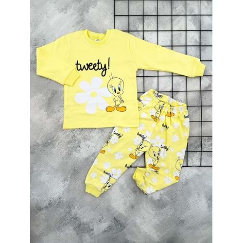 BEBEMER 0117 TWEETY BASKILI PİJAMA TAKIM
