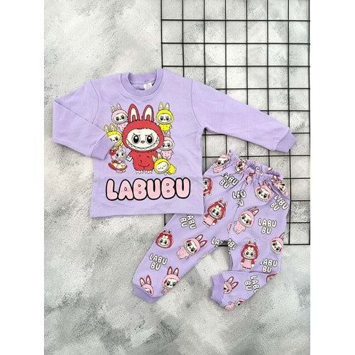 BEBEMER 0118 LABUBU BASKILI PİJAMA TAKIM