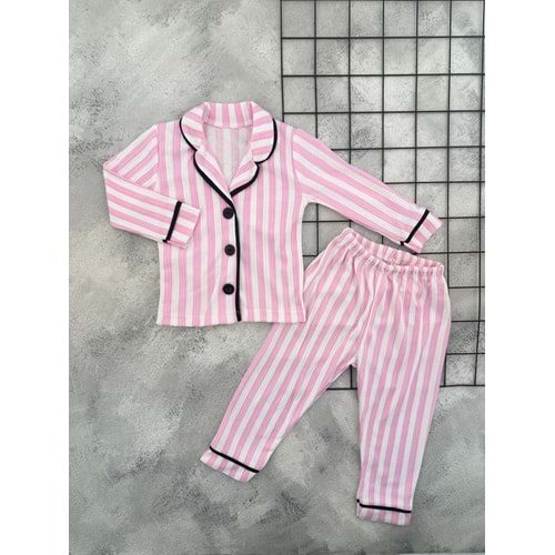 POLİFON 4021 PEMBE ÇİZGİLİ PİJAMA TAKIM