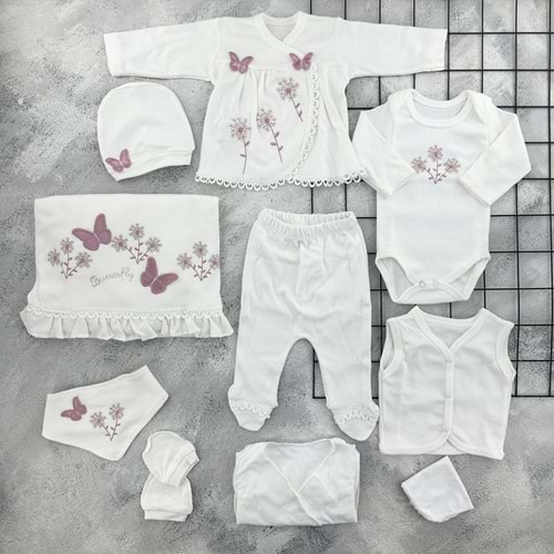 BABY ZUHU 0958 KELEBEK 11 Lİ ZIBIN SET - KREM
