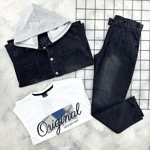 HOLA 90062 KAPÜŞONLU CEKET KOT TAKIM