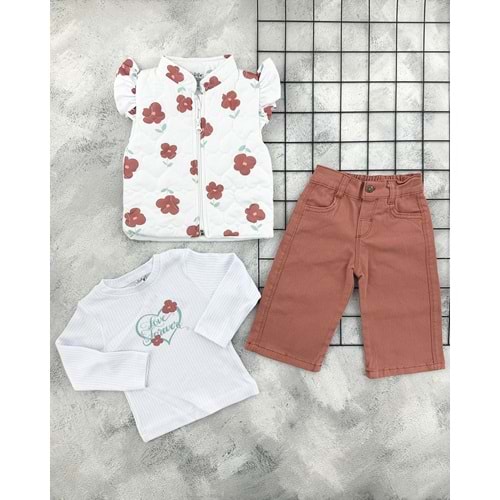 NAZAR 26054 ÇİÇEKLİ KAPİTONE YELEK KOT TAKIM