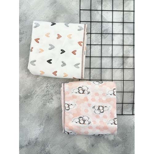 YENTEKS 4260 DESENLİ BEBE KUNDAK 100*100 - SOMON