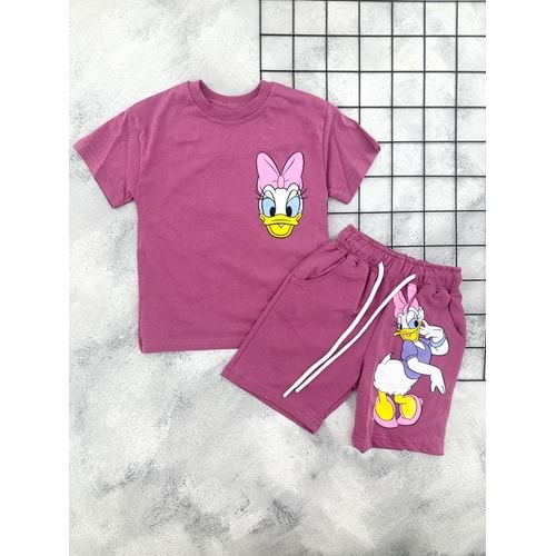 ZR 7031 DAİSY DUCK BASKILI ŞORT TAKIM (3-8 YAŞ)