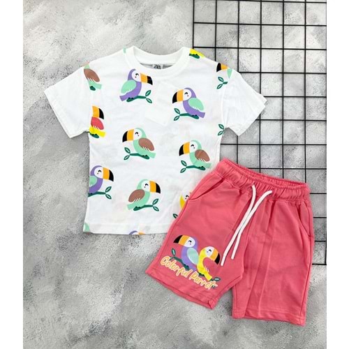 ZR 7041 KUŞ BASKILI ŞORT TAKIM (3-8 YAŞ)