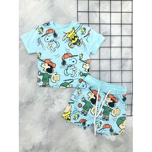 ZR 7049 SNOOPY BASKILI ŞORT TAKIM (6-24 AY)