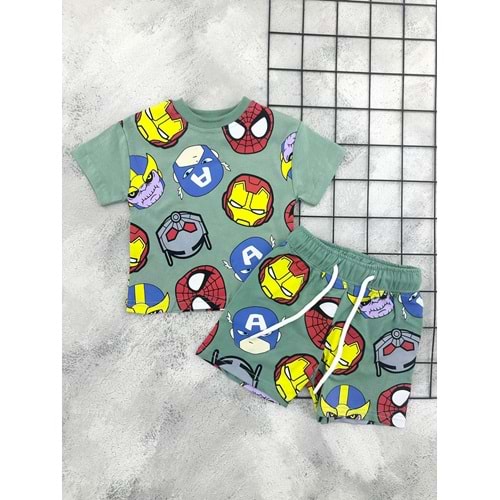 ZR 7050 MARVEL KAFALAR BASKILI ŞORT TAKIM (6-24 AY)