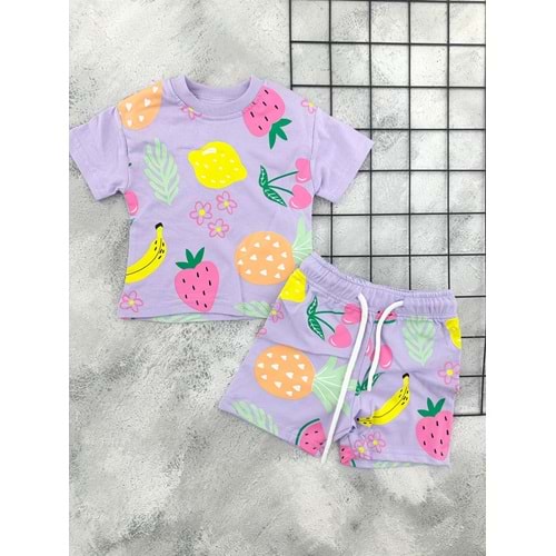 ZR 7045 MEYVE BASKILI ŞORT TAKIM (6-24 AY)