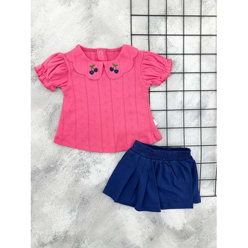 NAZAR 26338 KİRAZ NAKIŞ YAKA ŞORT TAKIM