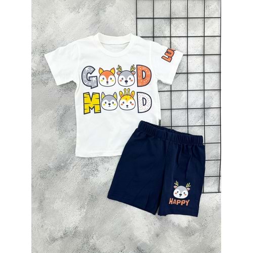 BAMBU 61418 GOOD MOOD BASKILI ŞORT TAKIM (1-4 YAŞ)
