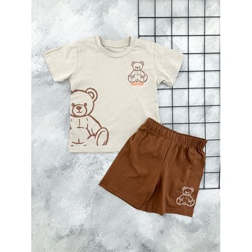 BAMBU 61420 BEAR BASKILI ŞORT TAKIM (1-4 YAŞ)