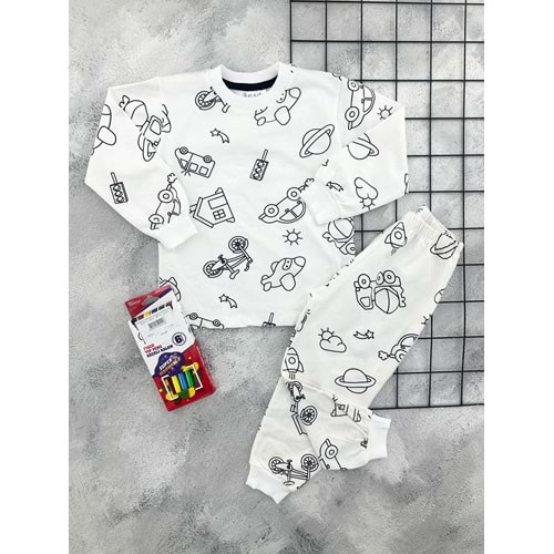 POLİFON 3090 BOYAMA KALEMLİ ERKEK PİJAMA TAKIM