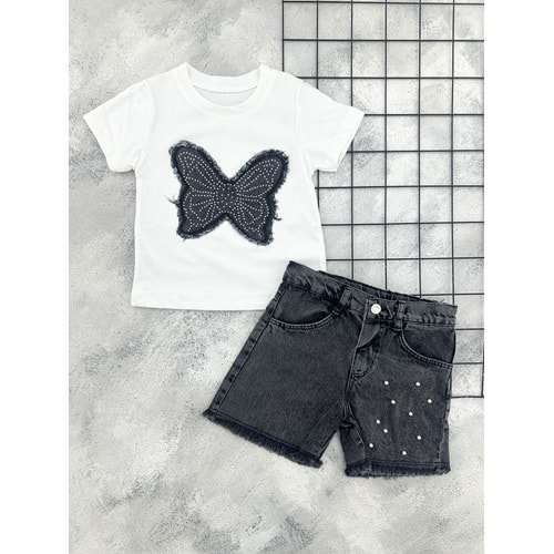 HEROX TAŞLI KELEBEK KOT ŞORT TAKIM- SİYAH