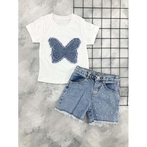 HEROX TAŞLI KELEBEK KOT ŞORT TAKIM- MAVİ