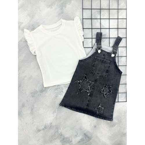 HEROX YILDIZ KABARTMALI KOT JİLE BLUZ SİYAH