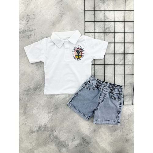 NAZAR 26285 COOL TİGER YAKALI KOT ŞORT TAKIM