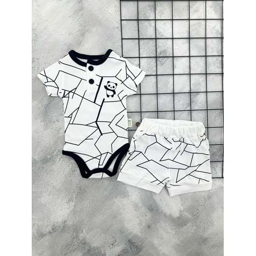 COŞAY 26109 PANDA ÇİZGİLİ BADİ ŞORT TAKIM