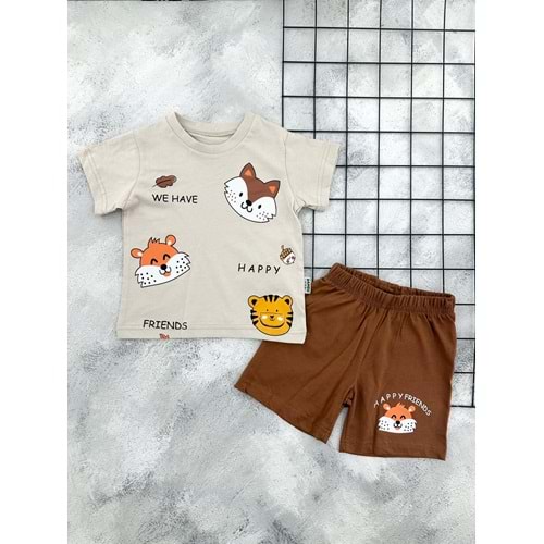 BAMBU 61301 SEVİMLİ YÜZLER ŞORTLU TAKIM