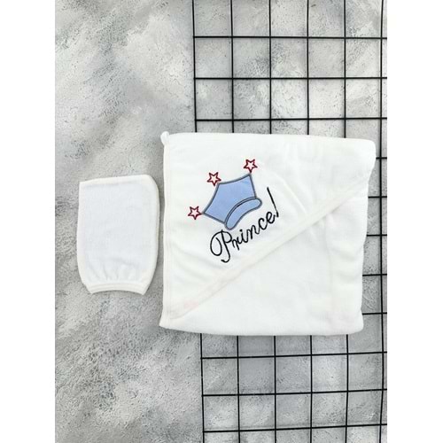 GÜLÜNCE BABY PRENS YAZILI HAVLU - MAVİ