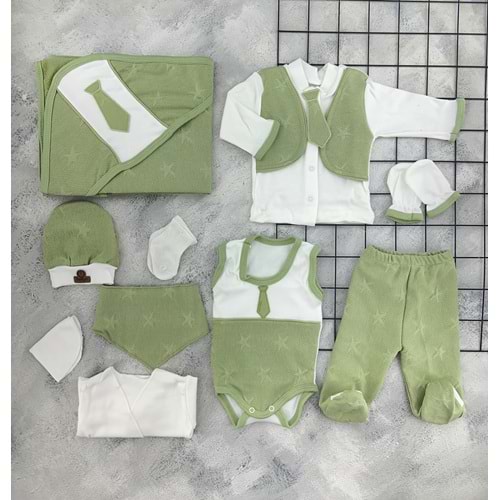 CONCON 10 LU ORGANİC SET SUIT KRAVATLI YEŞİL