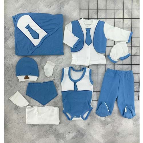 CONCON 10 LU ORGANİC SET SUIT KRAVATLI MAVİ