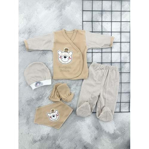 CONCON 5082 ŞAPKALI AYI 5 Lİ ZIBIN SET - KAHVE