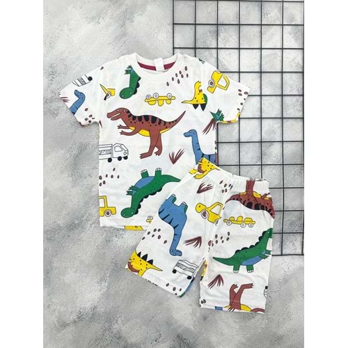 MRS 6073 ARABALI DİNAZOR DESEN ŞORTLU TAKIM