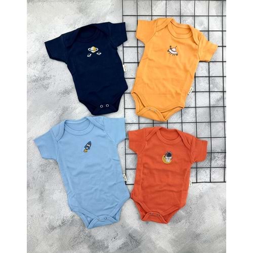 BABYZUHU 4 LÜ YARIM KOL BADİ SET - ERKEK (0-12 AY)