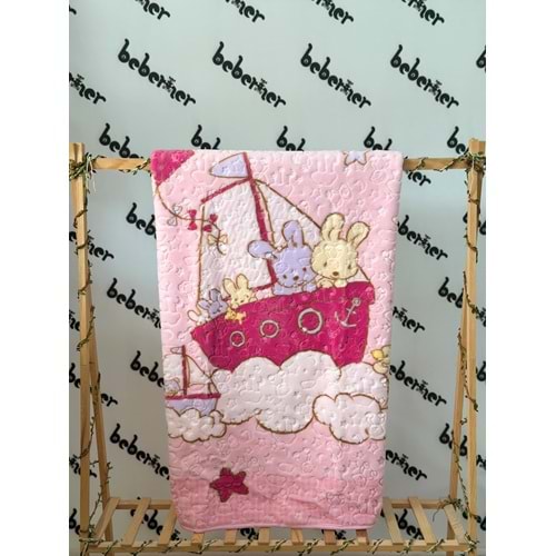 MERİNOS DENİZCİ TAVŞANLAR KABARTMALI BEBEK BATTANİYE - PEMBE