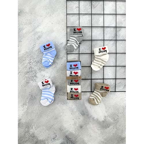 CANARİ I LOVE MOM 5 Lİ ÇORAP SET- 0-6 AY-MAVİ