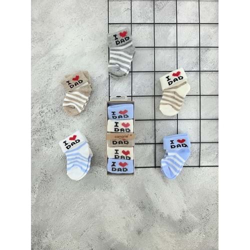 CANARİ I LOVE DAD 5 Lİ ÇORAP SET- 0-6 AY-PEMBE