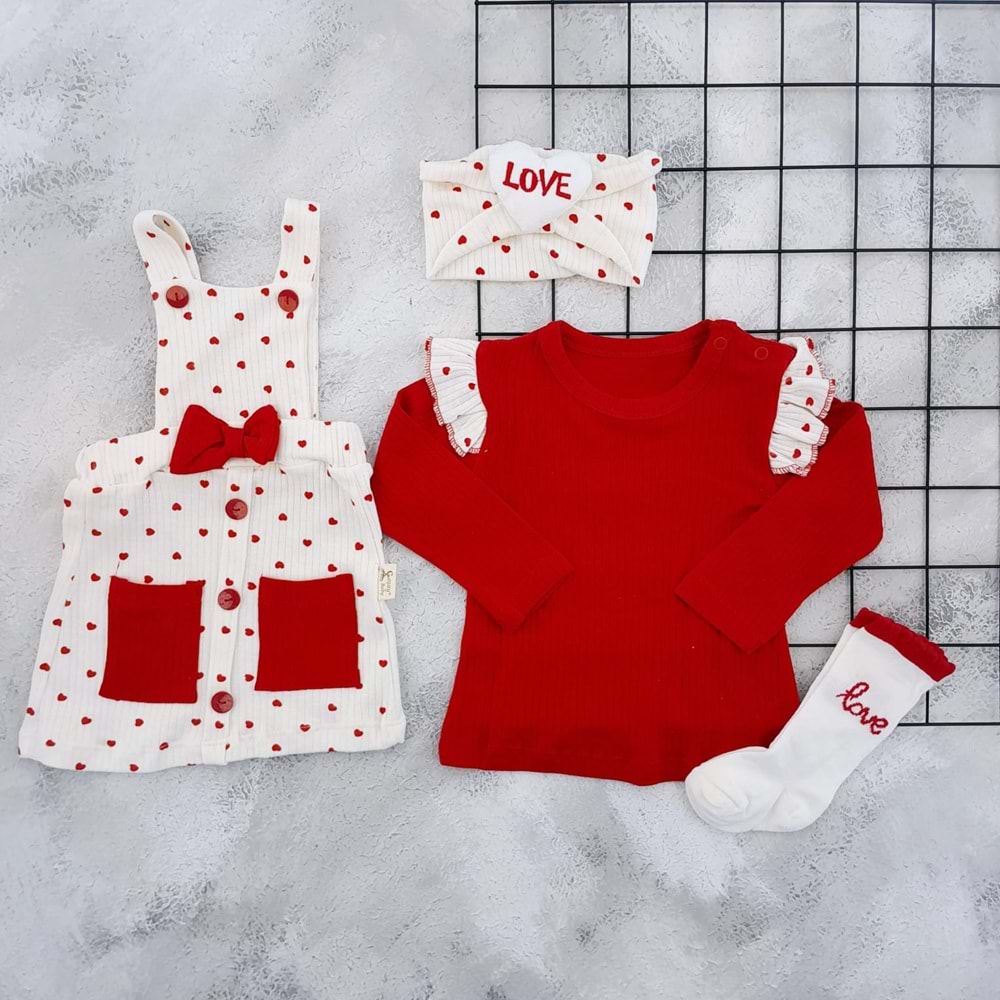 COŞAY BABY 24133 ÇORAPLI KALPLİ SLOPET - KIRMIZI - 9-12 AY
