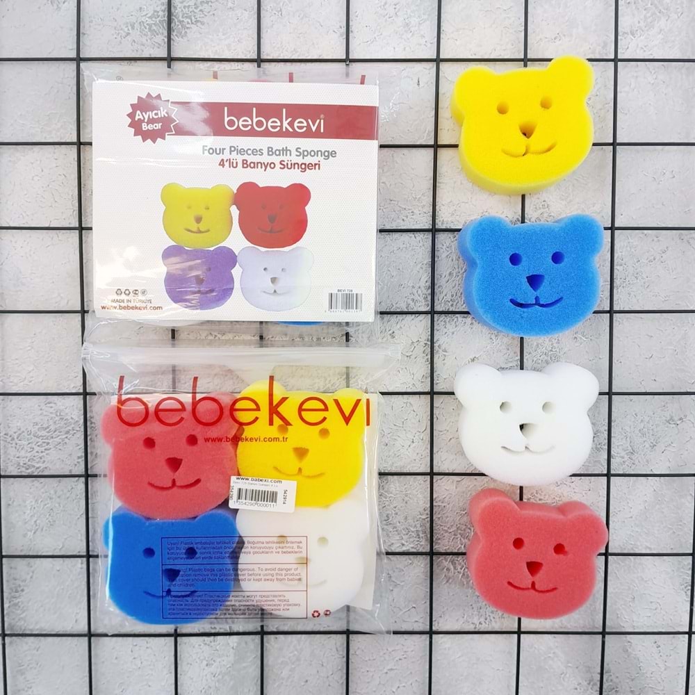 BEBEK EVİ 728 BANYO SÜNGERİ 4 LÜ