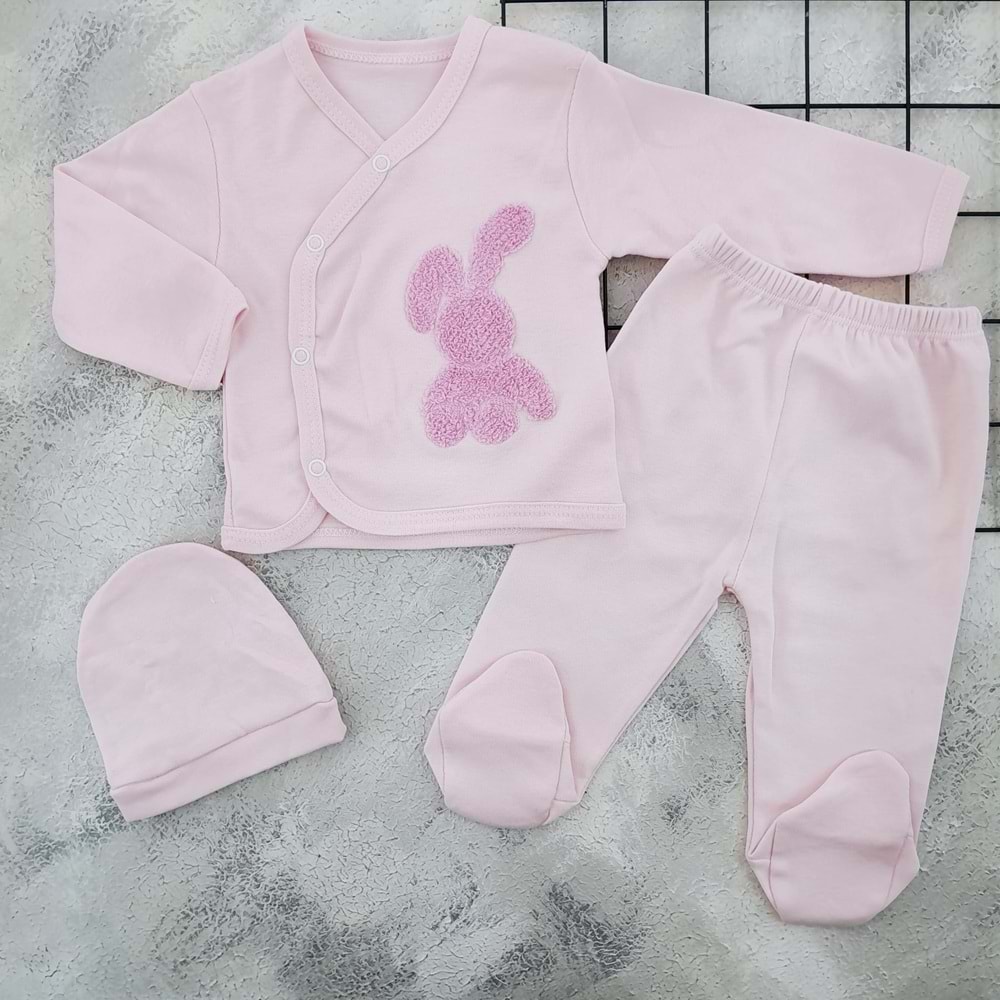 GONCA 4263 SÜZENE TAVŞAN ZIBIN TAKIM - PEMBE - 0-3 AY