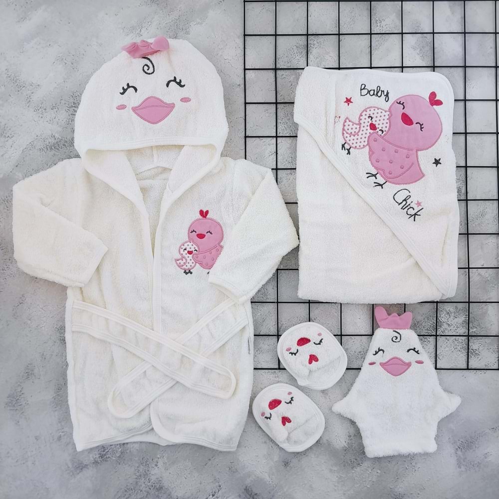 BABY ZUHU CHİCK BORNOZ SETİ - KREM