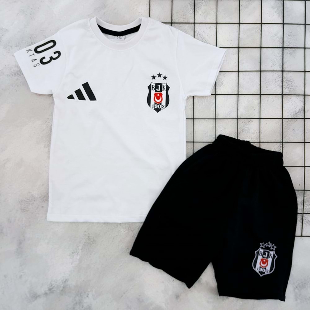CAN 26004 TARAFTAR ŞORT TAKIM - BEYAZ - 8 YAŞ