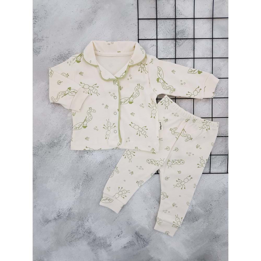 BABYCAN 2424 TIRTIL BASKILI PİJAMA TAKIM - YEŞİL - 9-12 AY