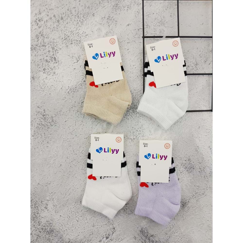 LİLYY 601 SMİLE KALP 4 LÜ ÇORAP SET - ASORTİ - 3-4 YAŞ