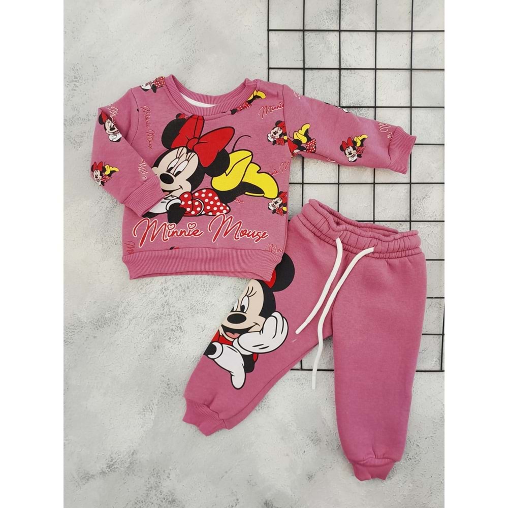 CİCİBOM 1929 MİNNİE MOUSE BASKILI 3 İP TAKIM - VİŞNE ÇÜRÜĞÜ - 18 AY