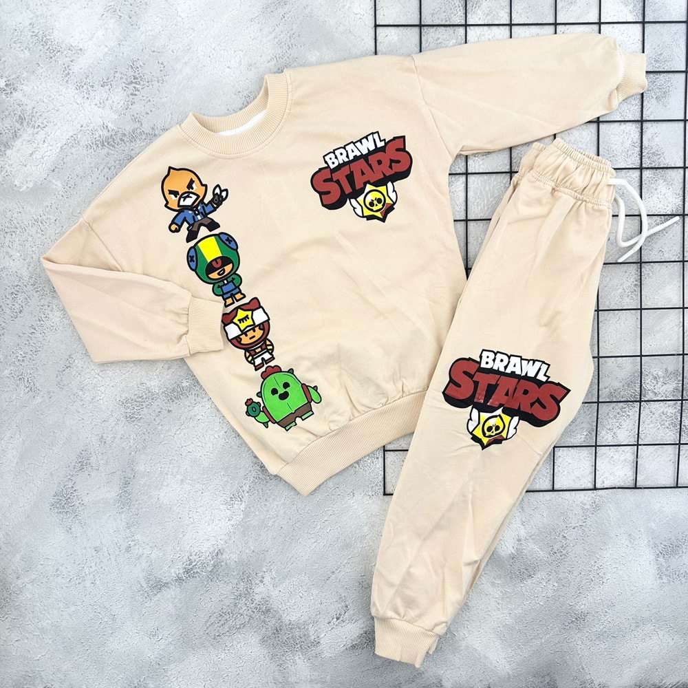 CİCİBOM 1949 BRAW STARS BASKILI MEVSİMLİK TAKIM - BEJ - 11-12 YAŞ