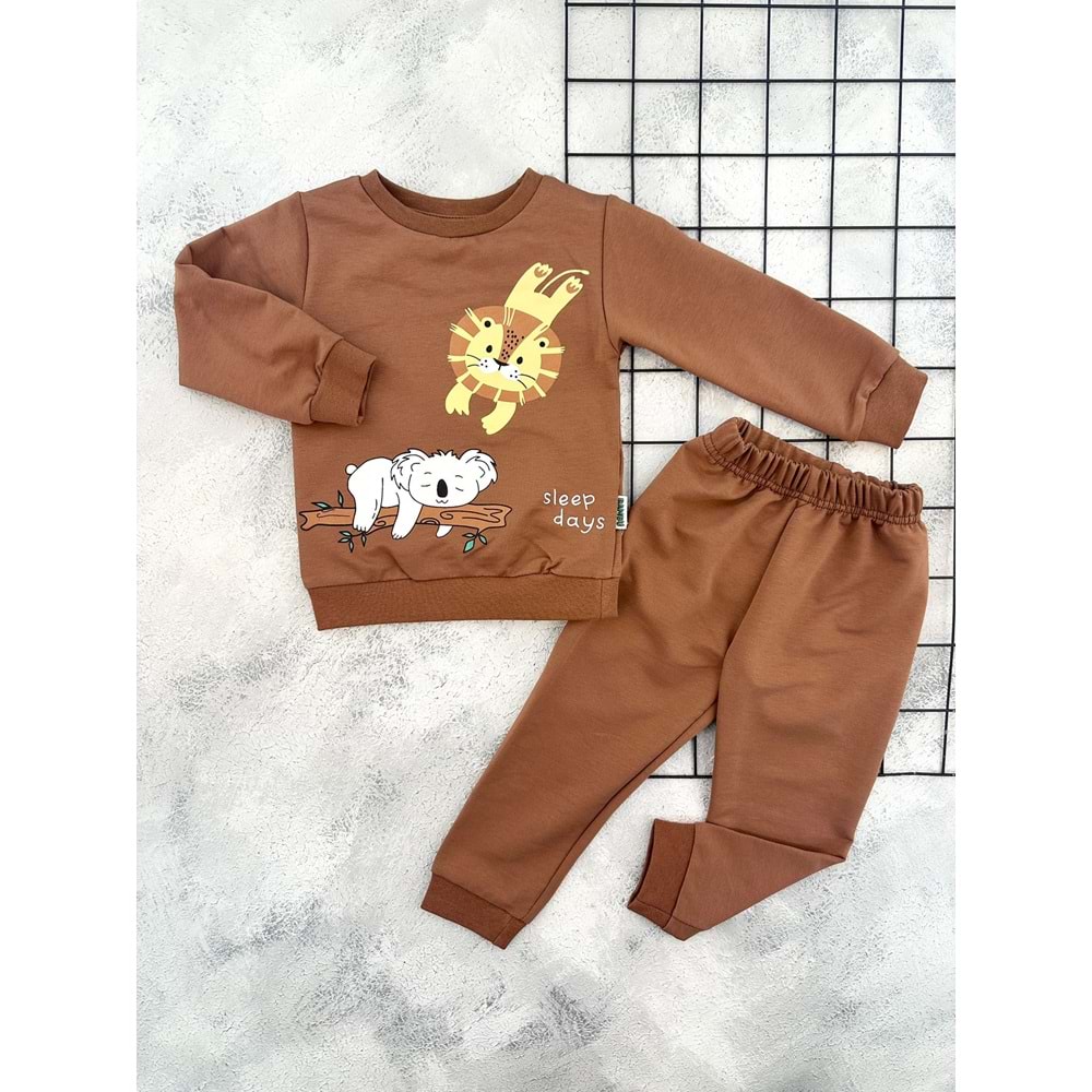 BAMBU 4521 KOALA BASKILI MEVSİMLİK TAKIM - KAHVE - 3 YAŞ