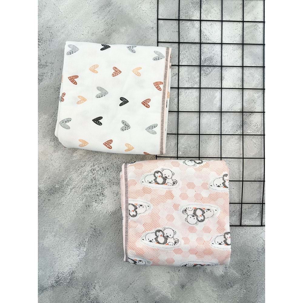 YENTEKS 4260 DESENLİ BEBE KUNDAK 100*100 - SOMON