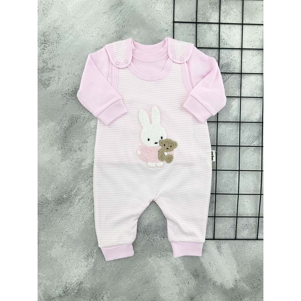 BABYCAN 3019 ÇİZGİLİ TAVŞAN TULUM - PEMBE - 3-6 AY
